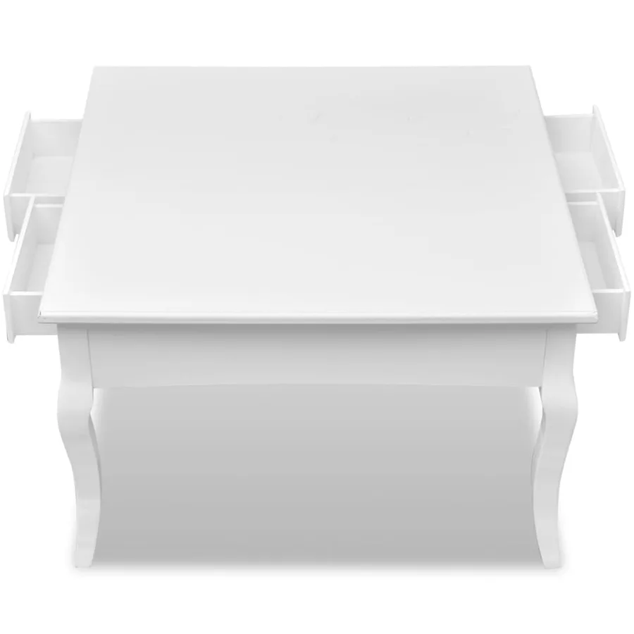 Table basse avec 4 tiroirs Blanc - 5