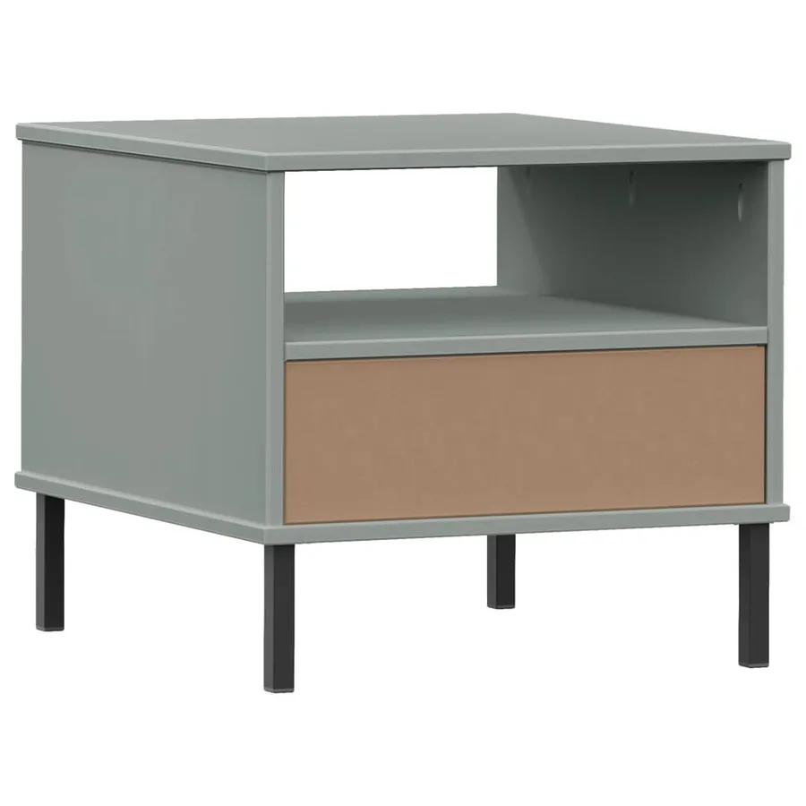Table de chevet avec pieds en métal Gris Bois pin massif OSLO - 7