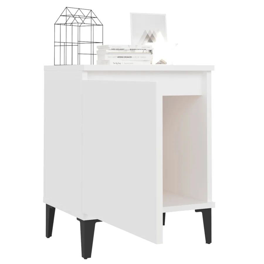 Table de chevet avec pieds en métal blanc 40x30x50 cm - 6