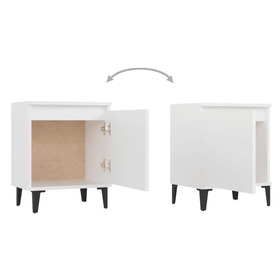 Table de chevet avec pieds en métal blanc 40x30x50 cm - 7