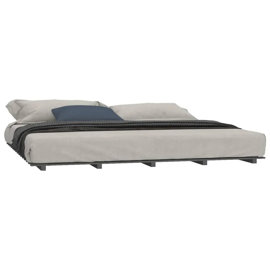Cadre de lit sans matelas gris 180x200 cm bois massif de pin - 3