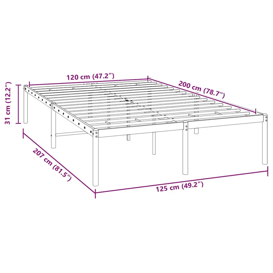 Cadre de lit métal sans matelas blanc 120x200 cm - 8