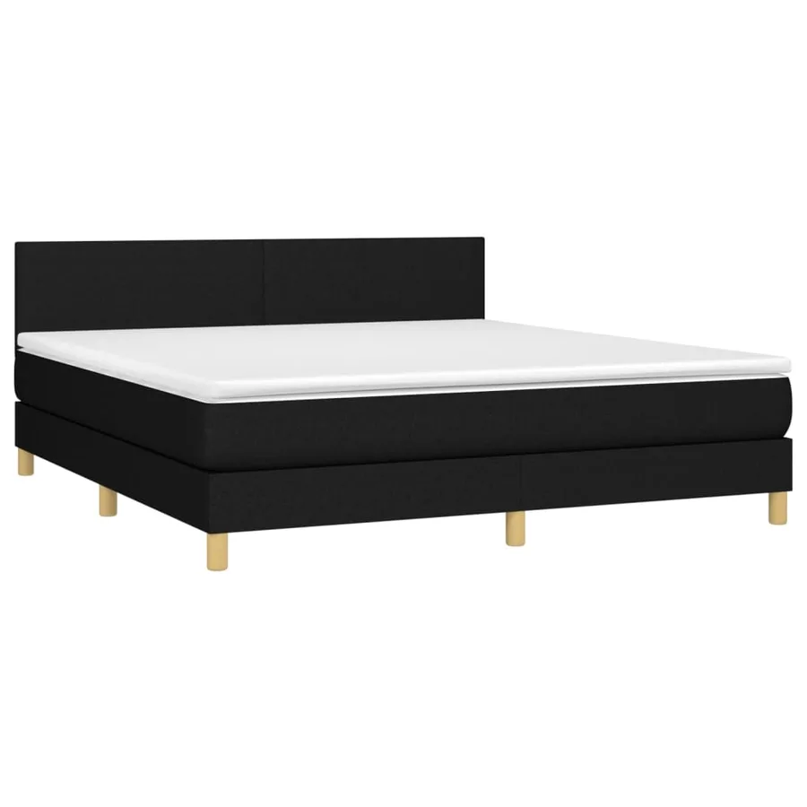 Sommier à lattes de lit avec matelas Noir 160x200 cm Tissu - 3