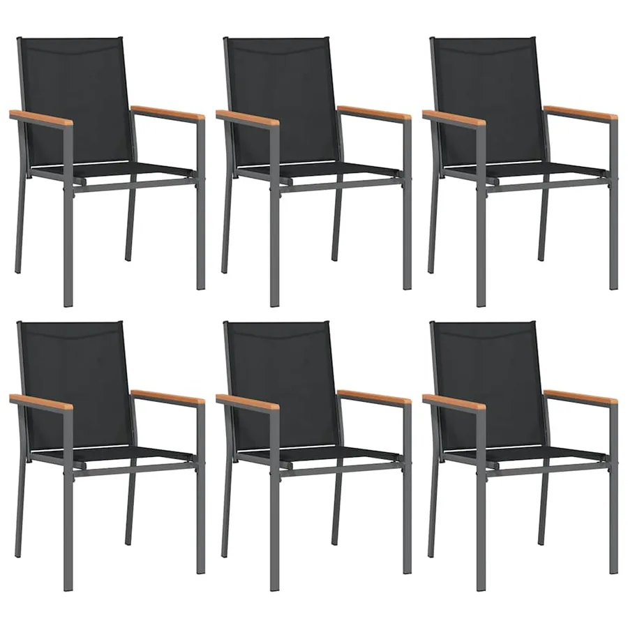 Ensemble à manger de jardin 7 pcs noir textilène et acier - 4
