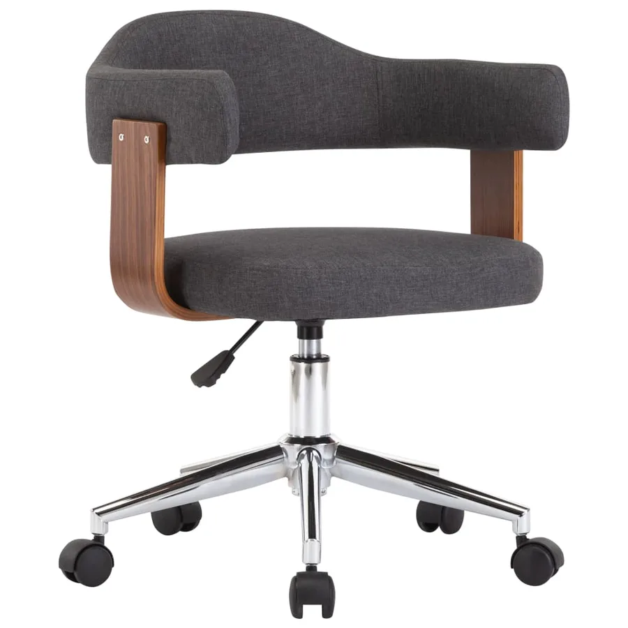 Chaise pivotante à manger Gris Bois courbé et tissu - 2