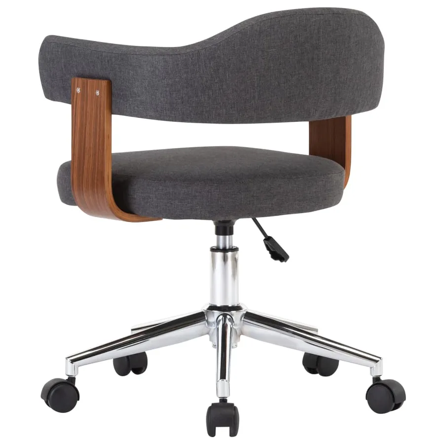 Chaise pivotante à manger Gris Bois courbé et tissu - 4