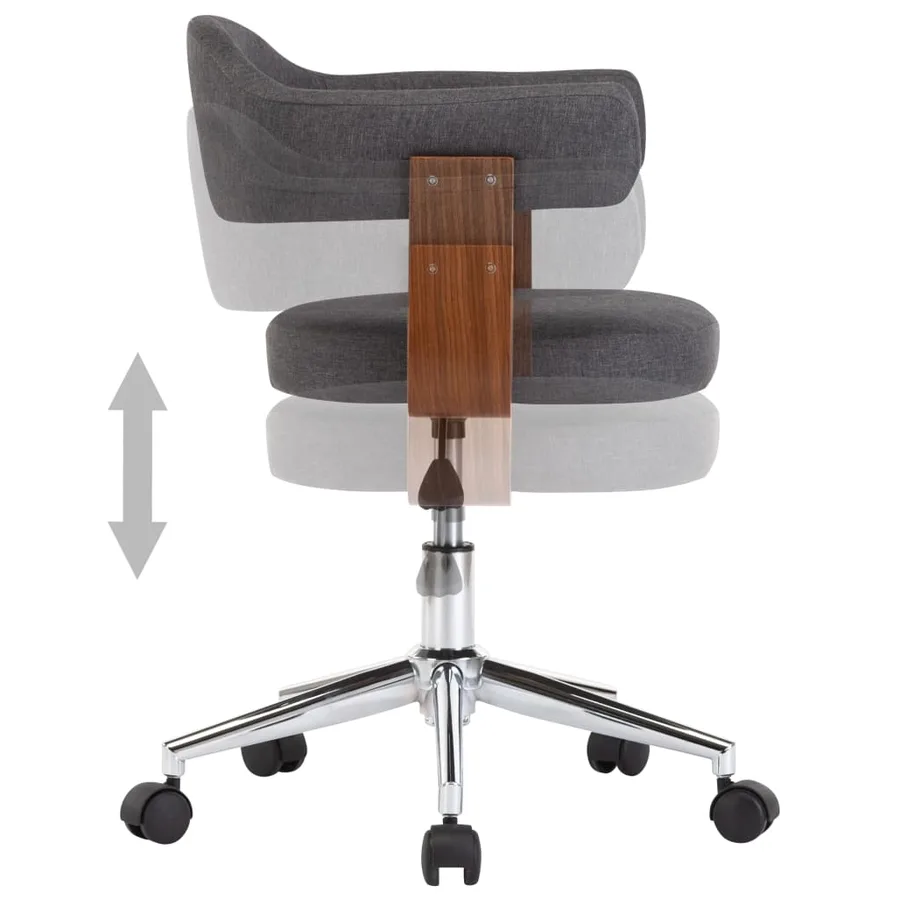 Chaise pivotante à manger Gris Bois courbé et tissu - 5