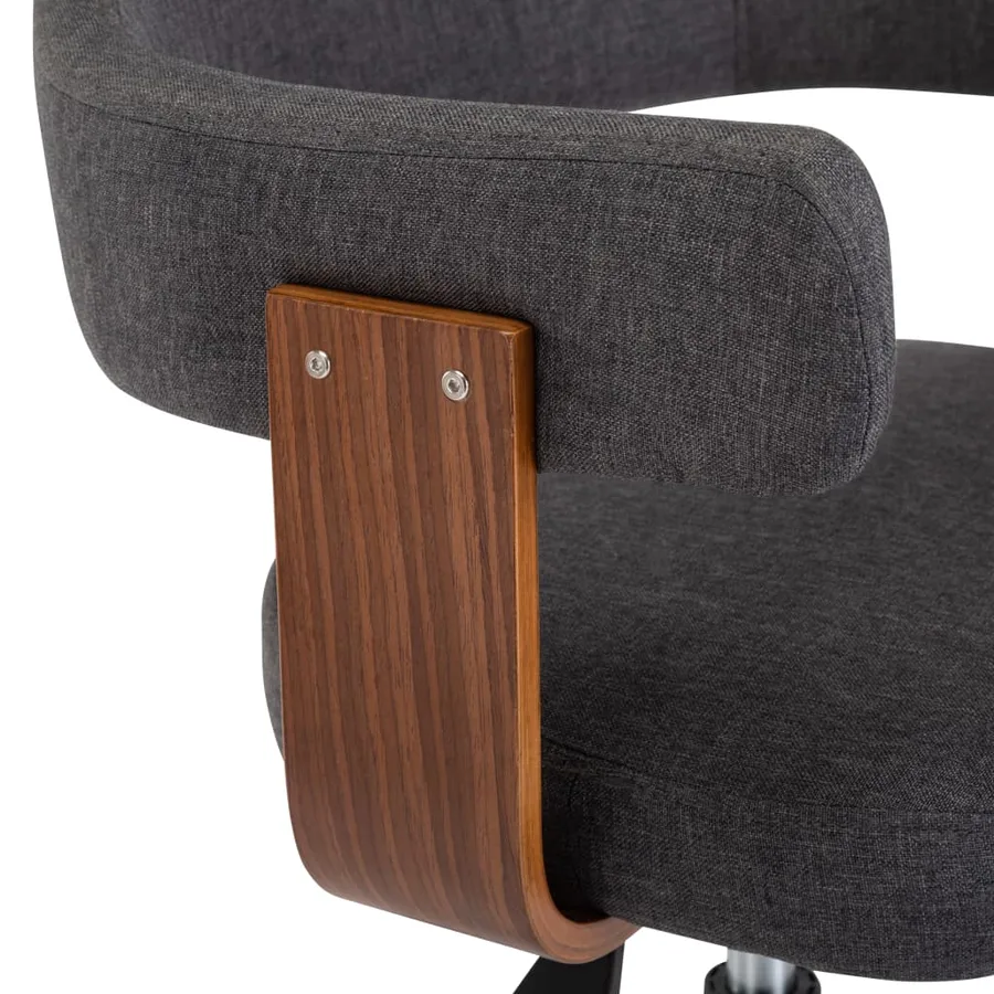Chaise pivotante à manger Gris Bois courbé et tissu - 6