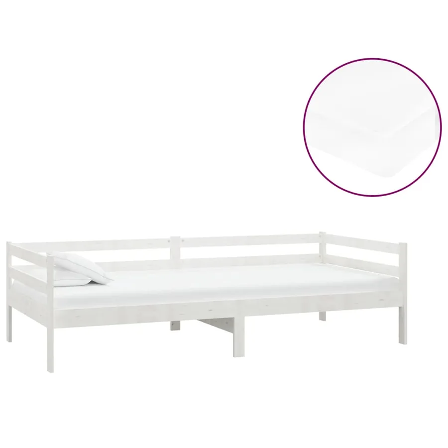 Lit de repos avec matelas 90x200 cm Blanc Bois de pin massif - 2