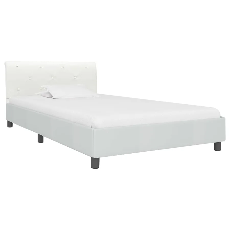Cadre de lit sans matelas blanc similicuir 90x200 cm - 2