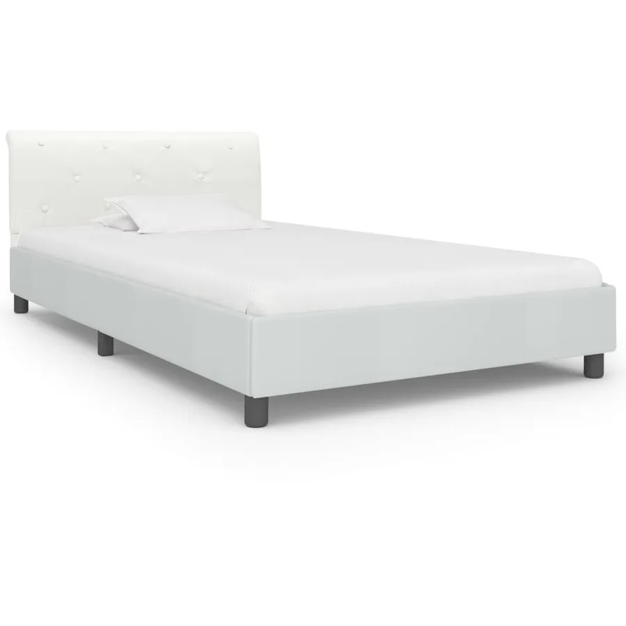 Cadre de lit sans matelas blanc similicuir 90x200 cm - 3