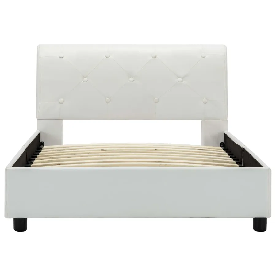 Cadre de lit sans matelas blanc similicuir 90x200 cm - 4
