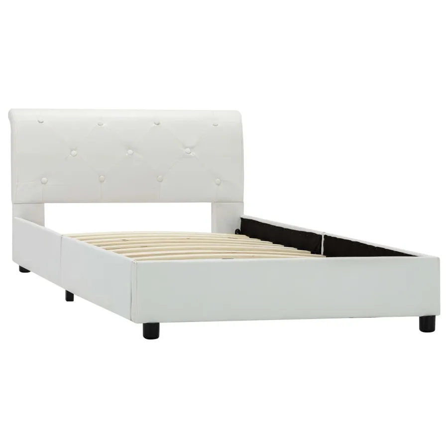 Cadre de lit sans matelas blanc similicuir 90x200 cm - 5
