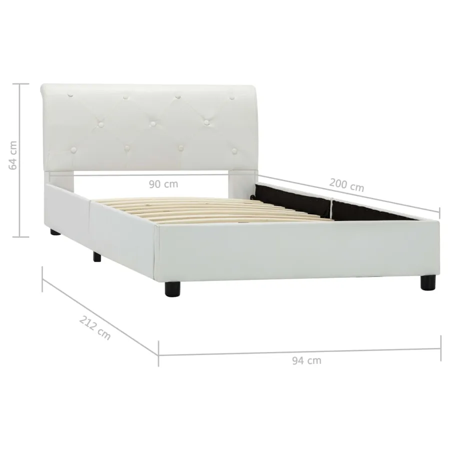 Cadre de lit sans matelas blanc similicuir 90x200 cm - 9