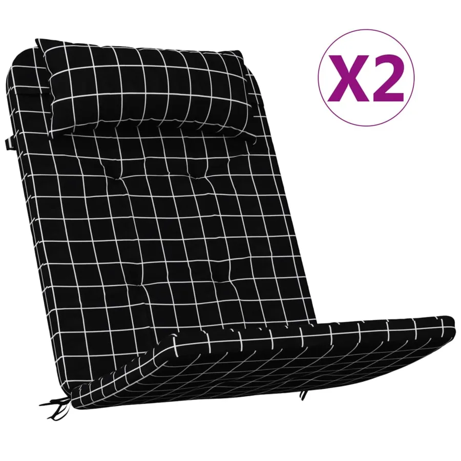 Coussins de chaise adirondack lot de 2 carreaux noir - 2