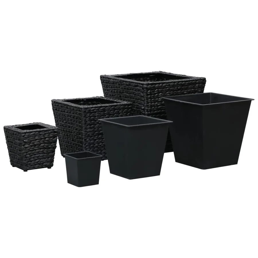 Lits surélevés 3 pcs Jacinthe d'eau Noir - 2