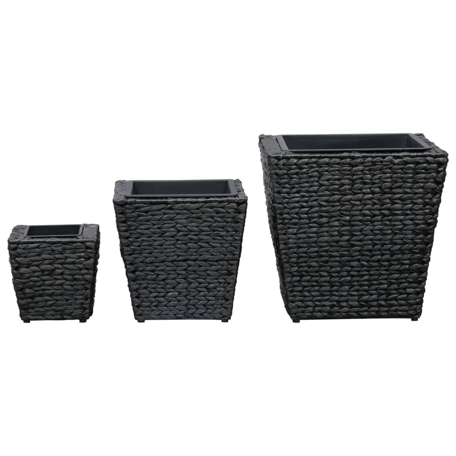 Lits surélevés 3 pcs Jacinthe d'eau Noir - 3