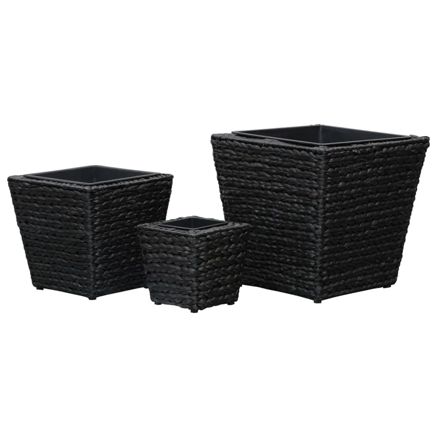 Lits surélevés 3 pcs Jacinthe d'eau Noir - 4