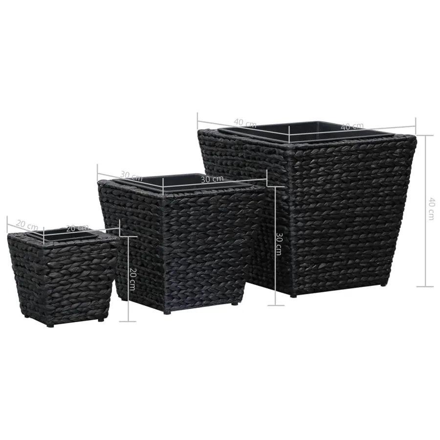 Lits surélevés 3 pcs Jacinthe d'eau Noir - 8