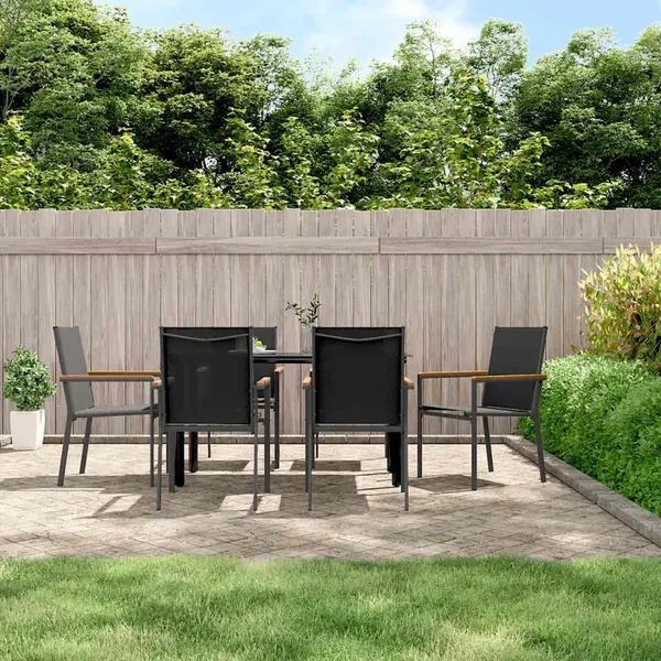 Ensemble à manger de jardin 7 pcs noir textilène et acier