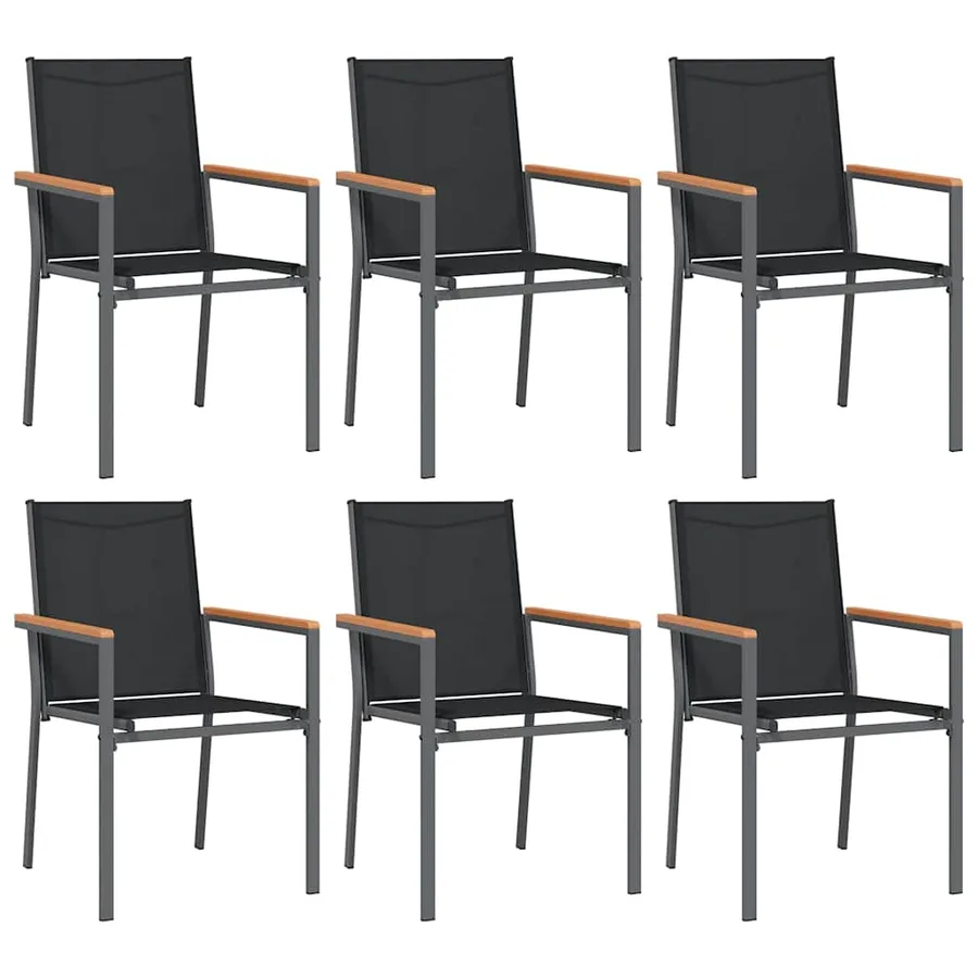 Ensemble à manger de jardin 7 pcs noir textilène et acier - 4