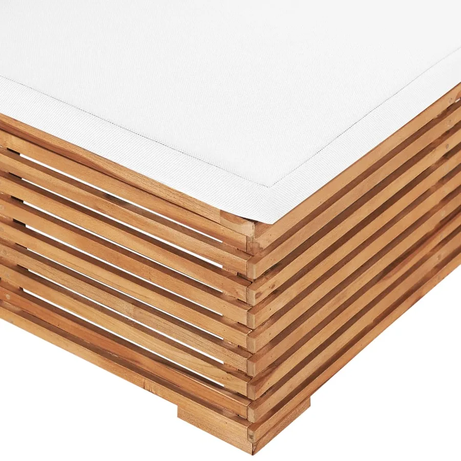 Canapé central de jardin avec coussin crème Bois de teck solide - 5