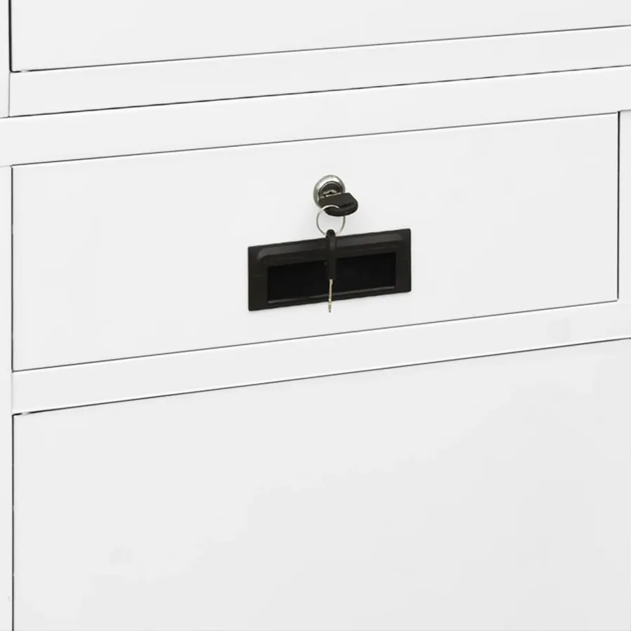 Armoire de bureau Blanc 90x40x180 cm Acier et verre trempé - 10