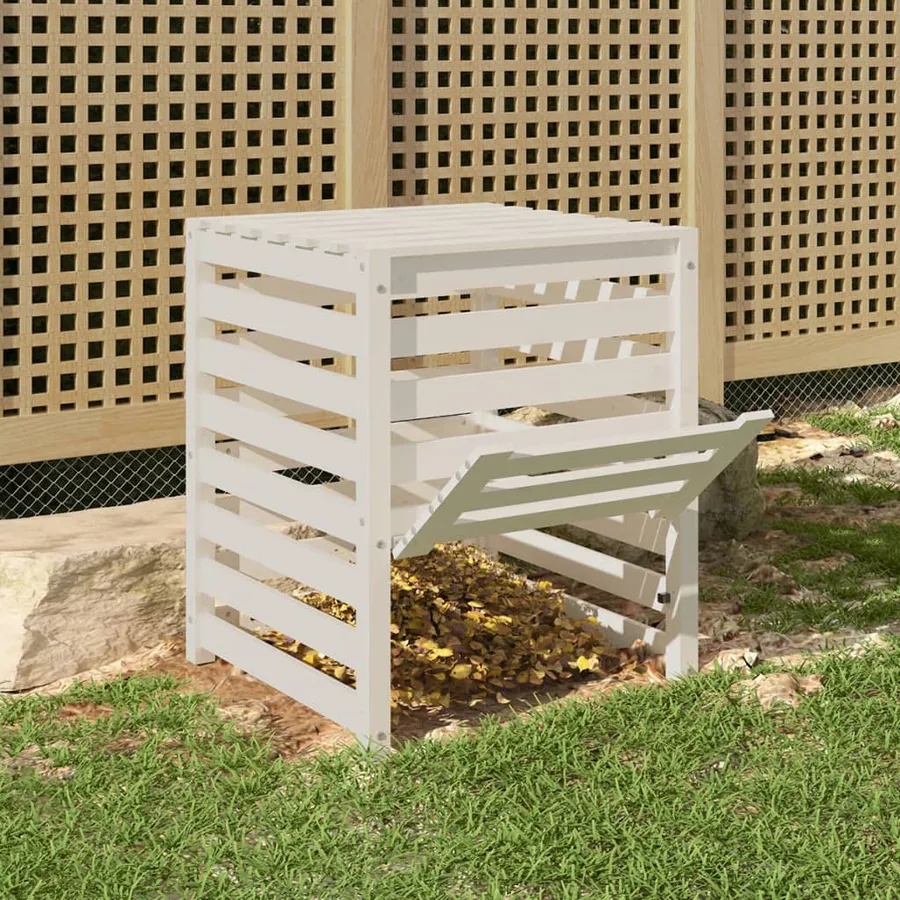 Composteur Blanc 63,5x63,5x77,5 cm Bois massif de pin - 3