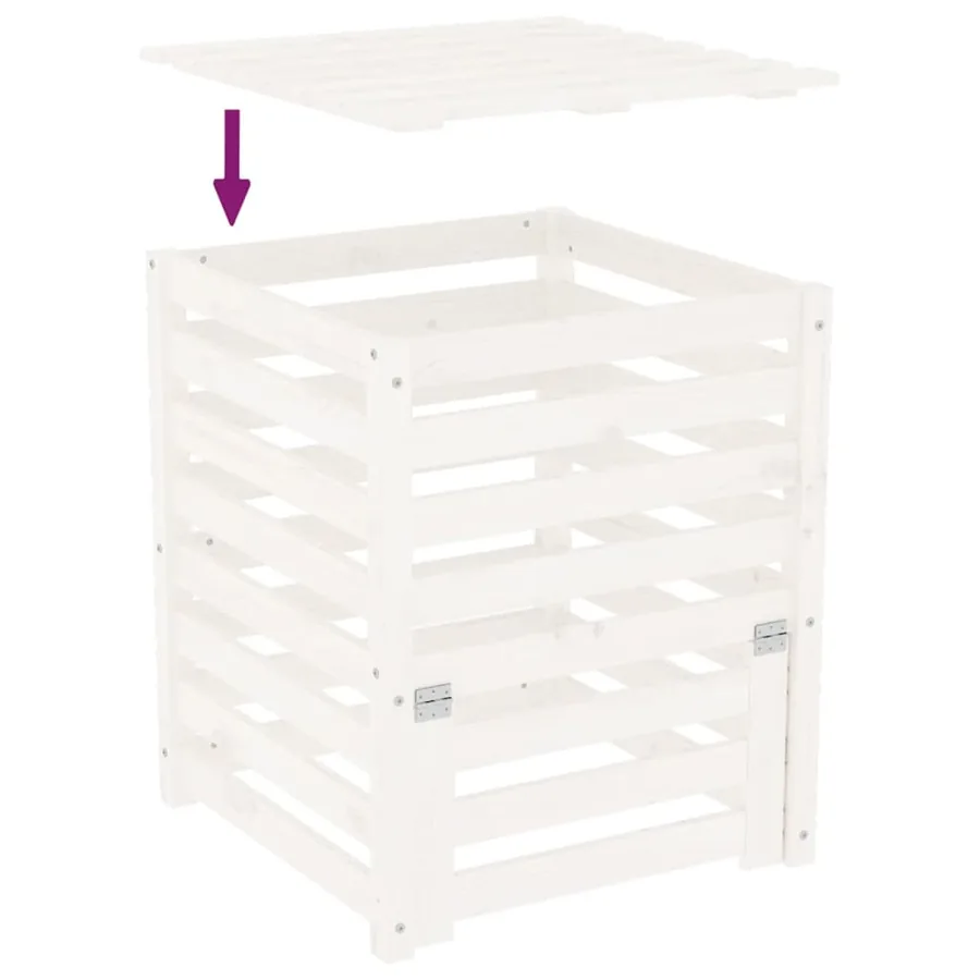 Composteur Blanc 63,5x63,5x77,5 cm Bois massif de pin - 8