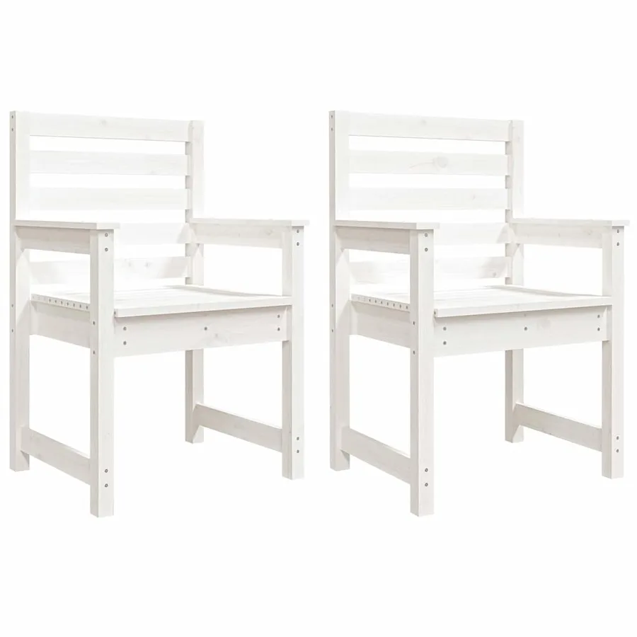 Chaises de jardin lot de 2 blanc 60x48x91 cm bois massif de pin - 2
