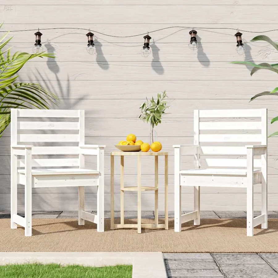 Chaises de jardin lot de 2 blanc 60x48x91 cm bois massif de pin - 3