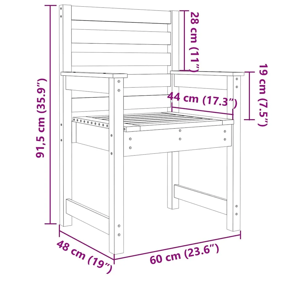 Chaises de jardin lot de 2 blanc 60x48x91 cm bois massif de pin - 8