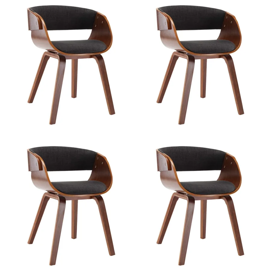 Chaises à manger lot de 4 gris bois courbé et tissu - 2