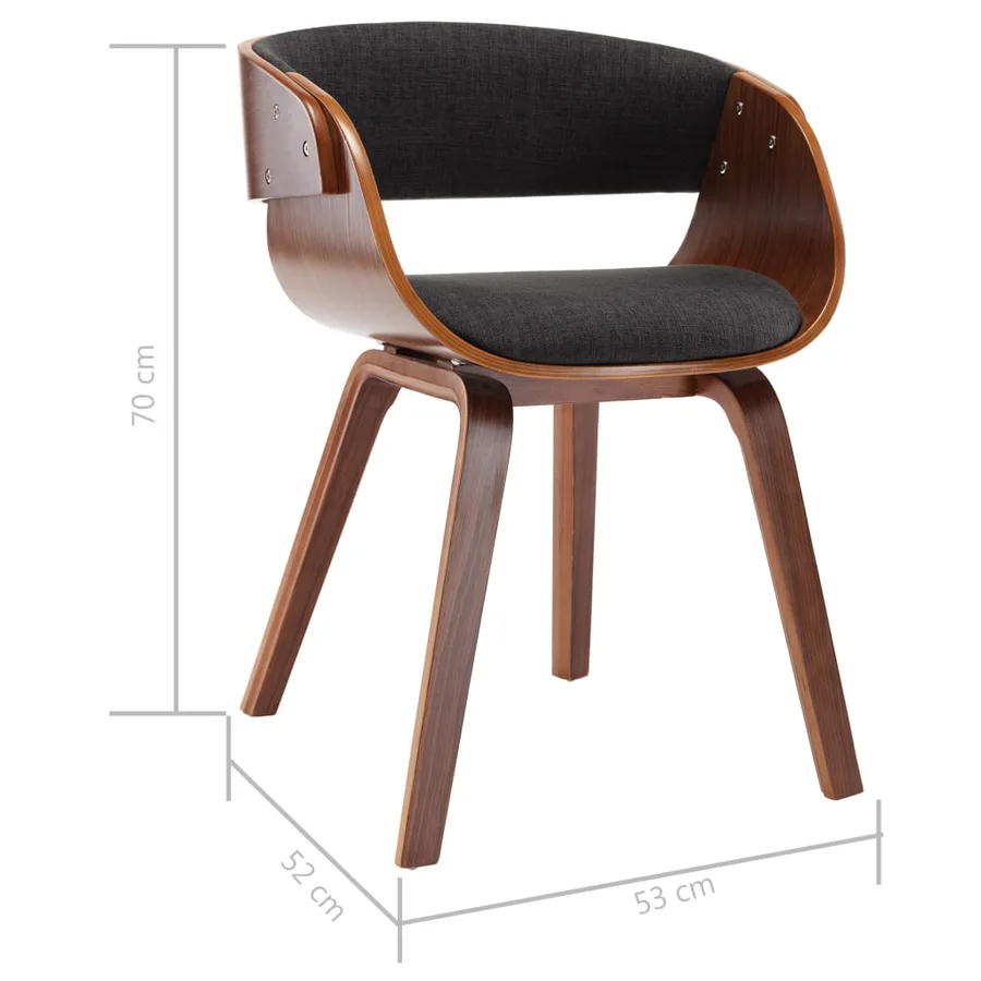 Chaises à manger lot de 4 gris bois courbé et tissu - 7