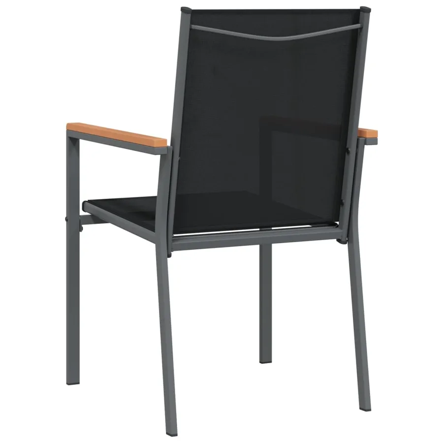 Chaises de jardin lot de 6 noir 55x61,5x90cm textilène et acier - 6
