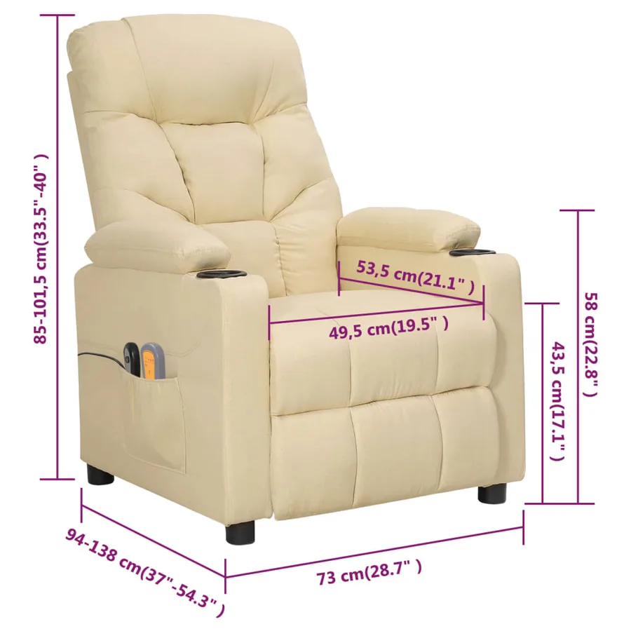 Fauteuil électrique de massage Crème Tissu - 13