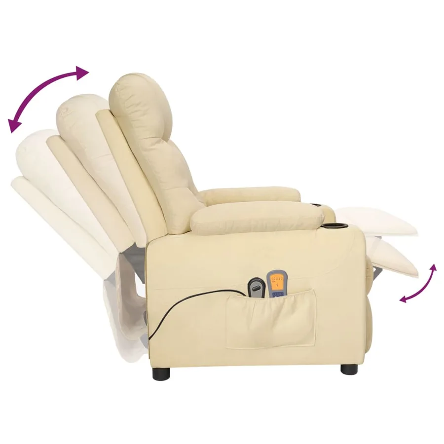 Fauteuil électrique de massage Crème Tissu - 7