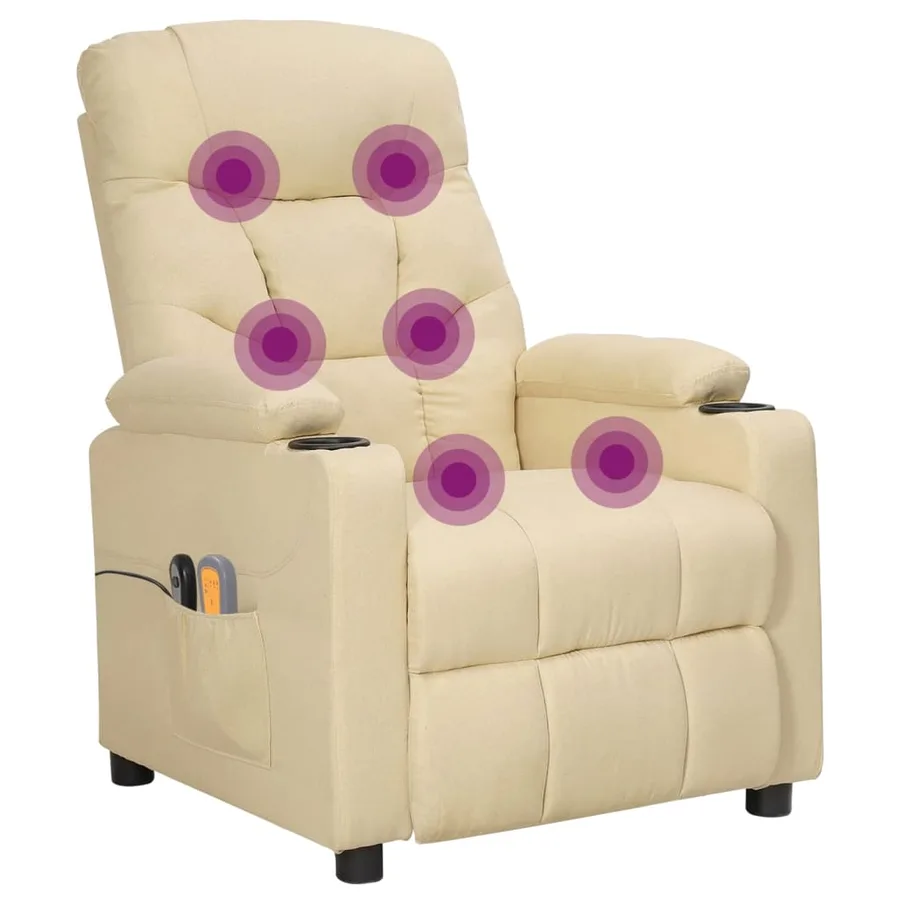 Fauteuil électrique de massage Crème Tissu - 8