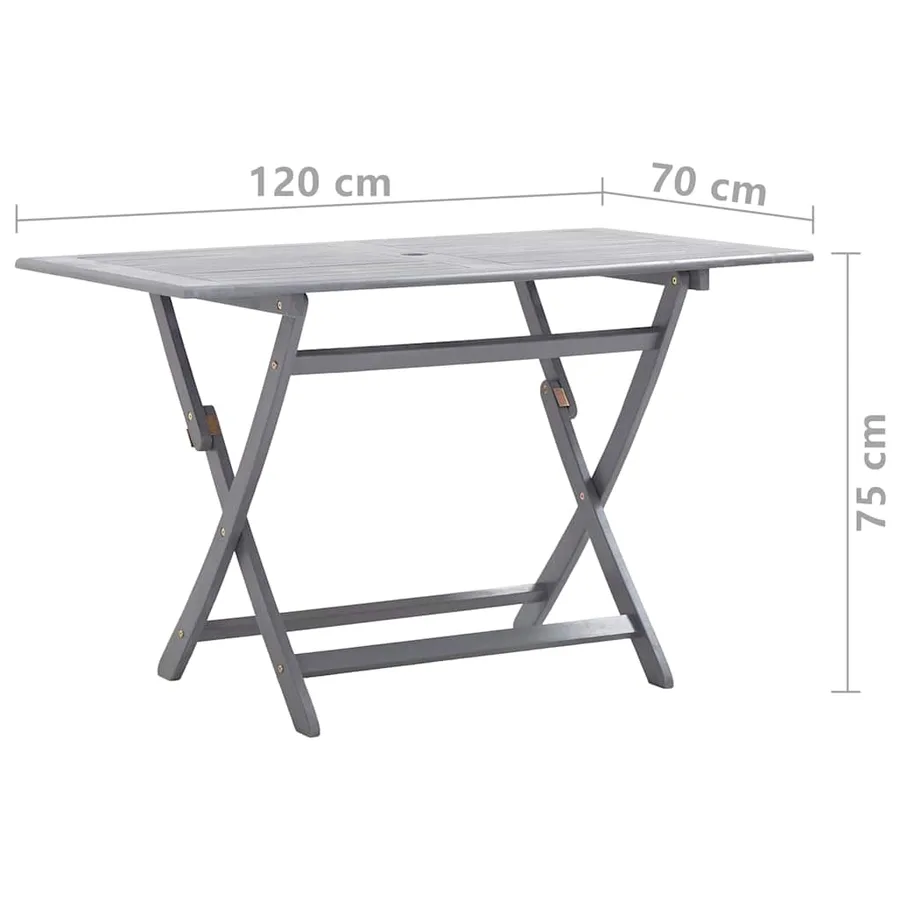 Ensemble à manger de jardin 7 pcs Bois d'acacia massif Gris - 11