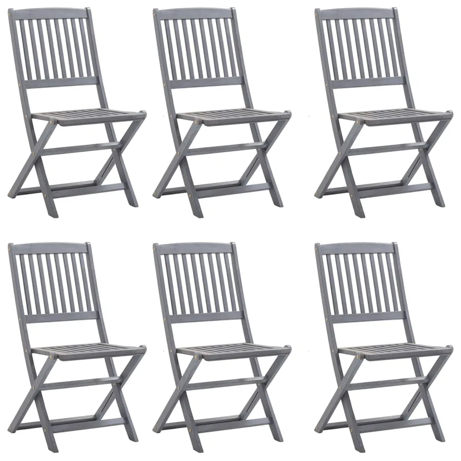 Ensemble à manger de jardin 7 pcs Bois d'acacia massif Gris - 7
