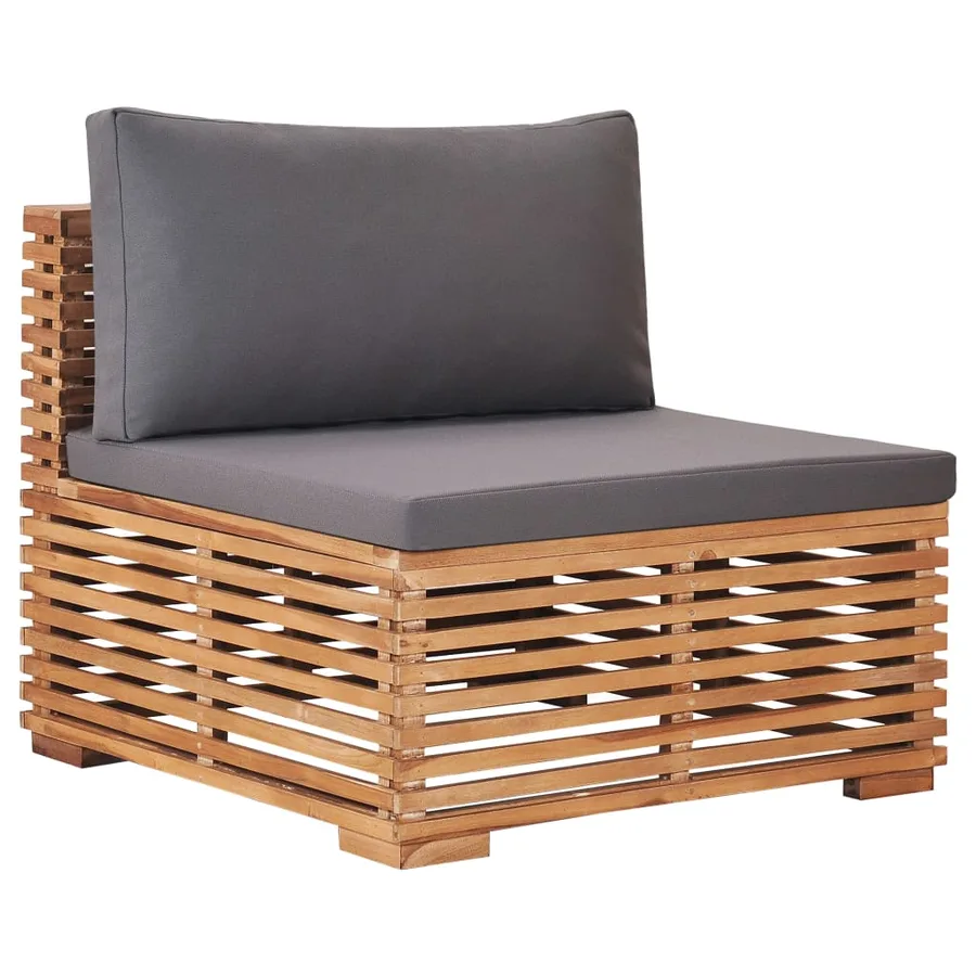 Salon de jardin 5 pcs avec coussin gris foncé bois de teck - 4