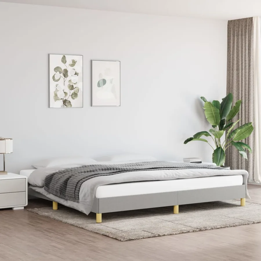 Cadre de lit sans matelas gris clair 200x200 cm tissu
