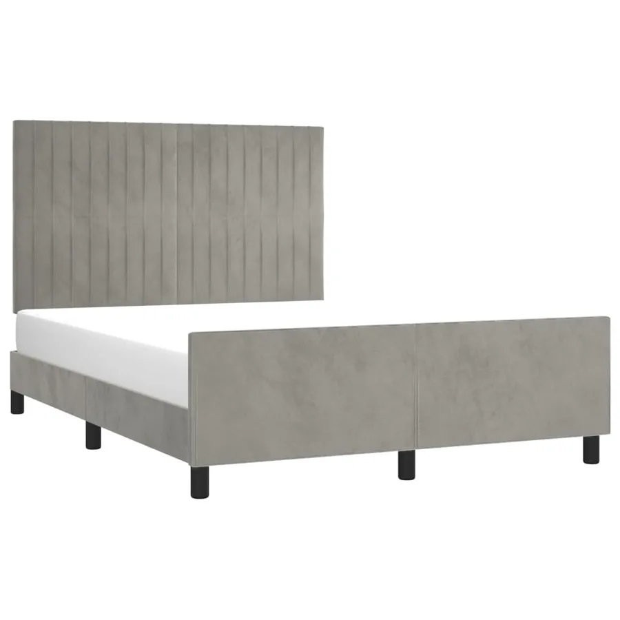 Cadre de lit sans matelas gris clair 140x200 cm velours - 3