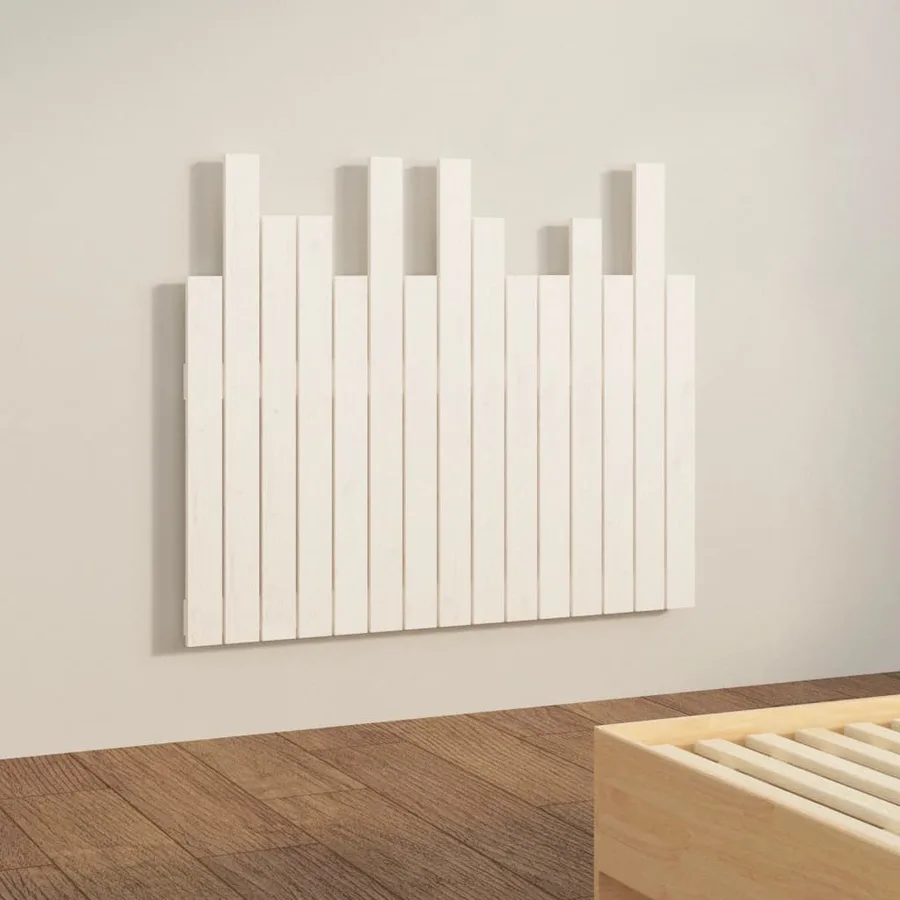 Tête de lit murale Blanc 95,5x3x80 cm Bois massif de pin - 4