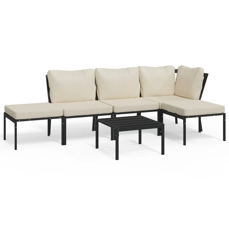 Salon de jardin 6 pcs avec coussins sable acier - 2