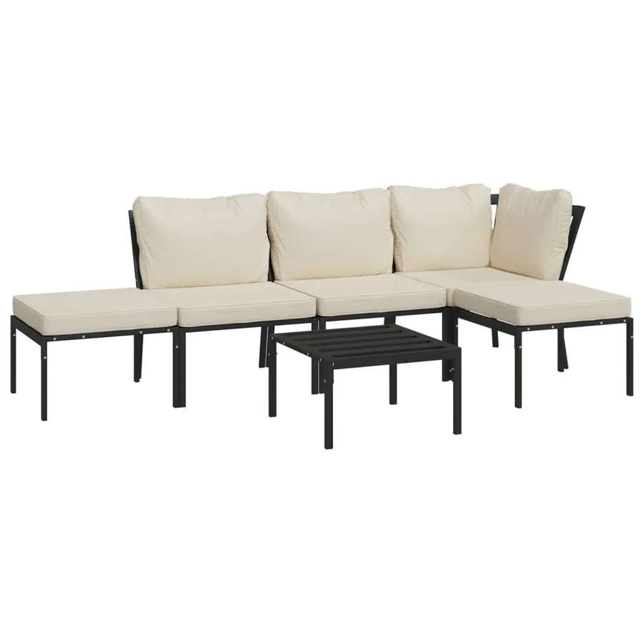 Salon de jardin 6 pcs avec coussins sable acier - 3