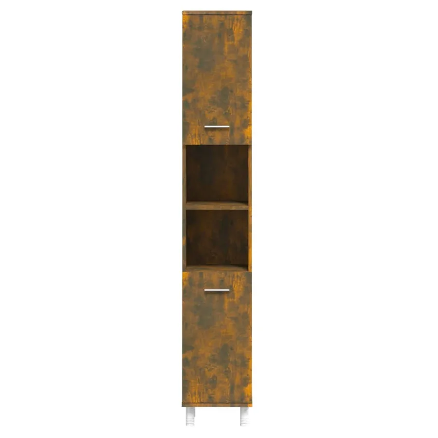 Armoire de bain Chêne fumé 30x30x179 cm Bois d'ingénierie - 6
