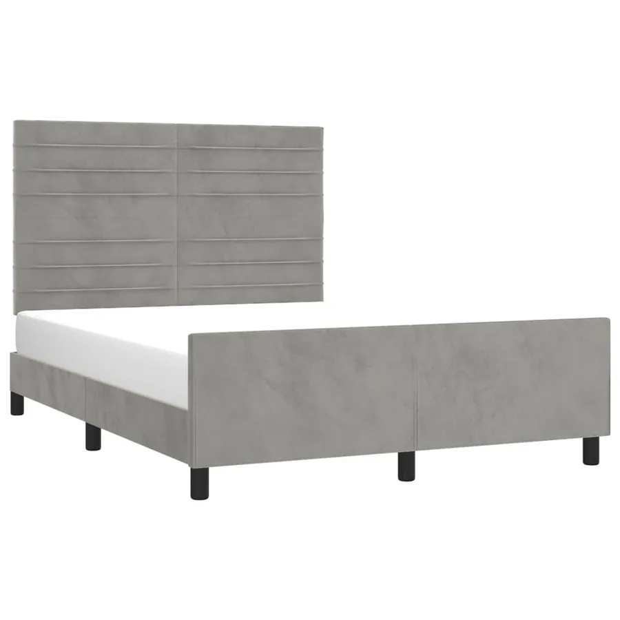 Cadre de lit sans matelas gris clair 140x200 cm velours - 3