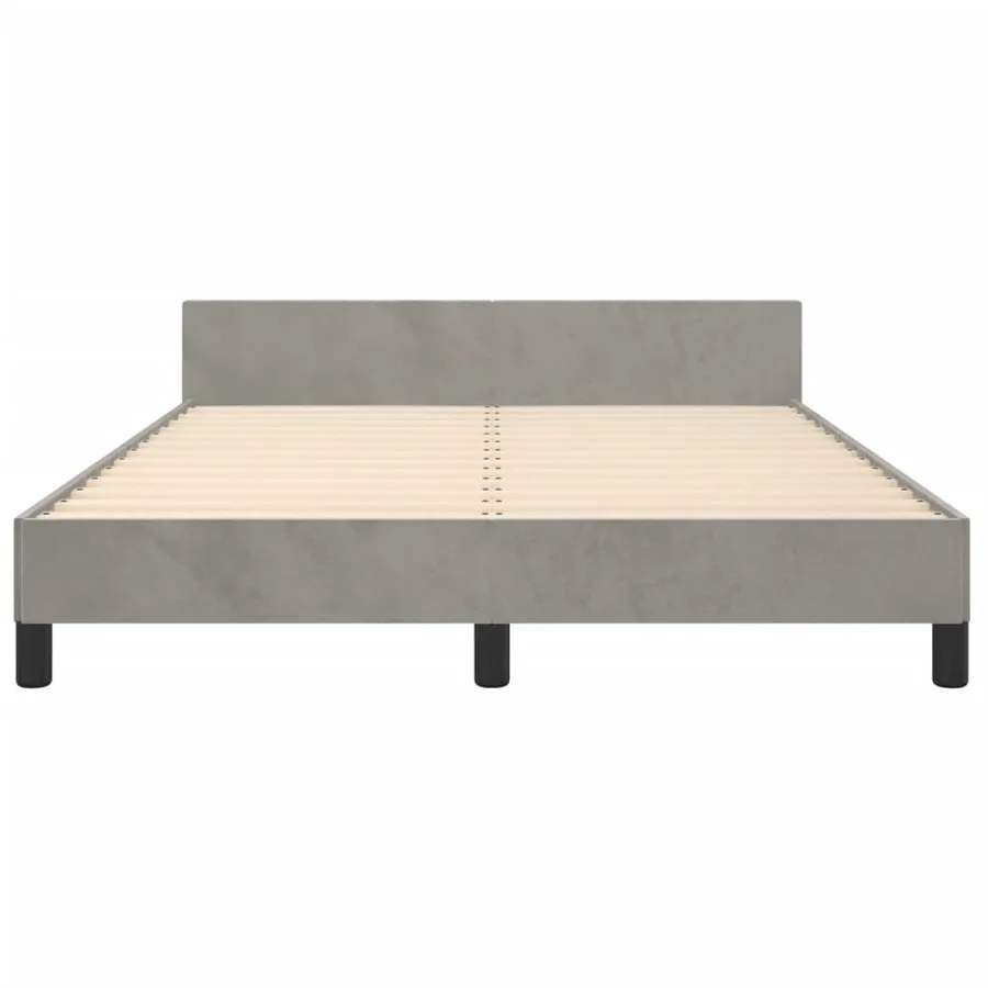 Cadre de lit sans matelas gris clair 140x200 cm velours - 6