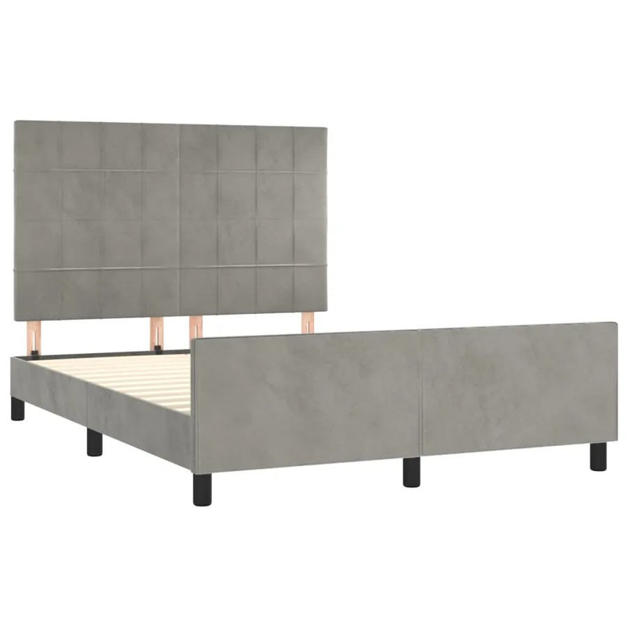 Cadre de lit sans matelas gris clair 140x200 cm velours - 4